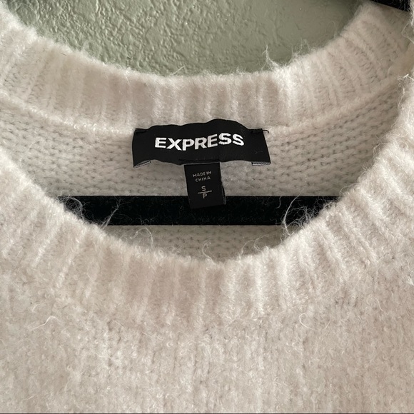 Express Ivory Crew Neck Oversized Sweater - Picture 2 of 5